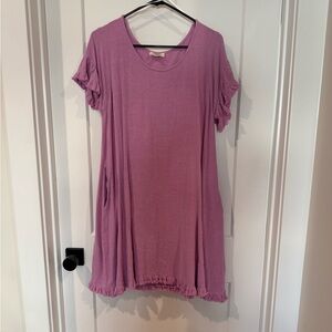 Pink Ruffle Sleeve Dress